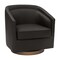 Emma and Oliver Della Club Style Barrel Accent Chair with 360 Degree Swivel Base and Sloped Armrests